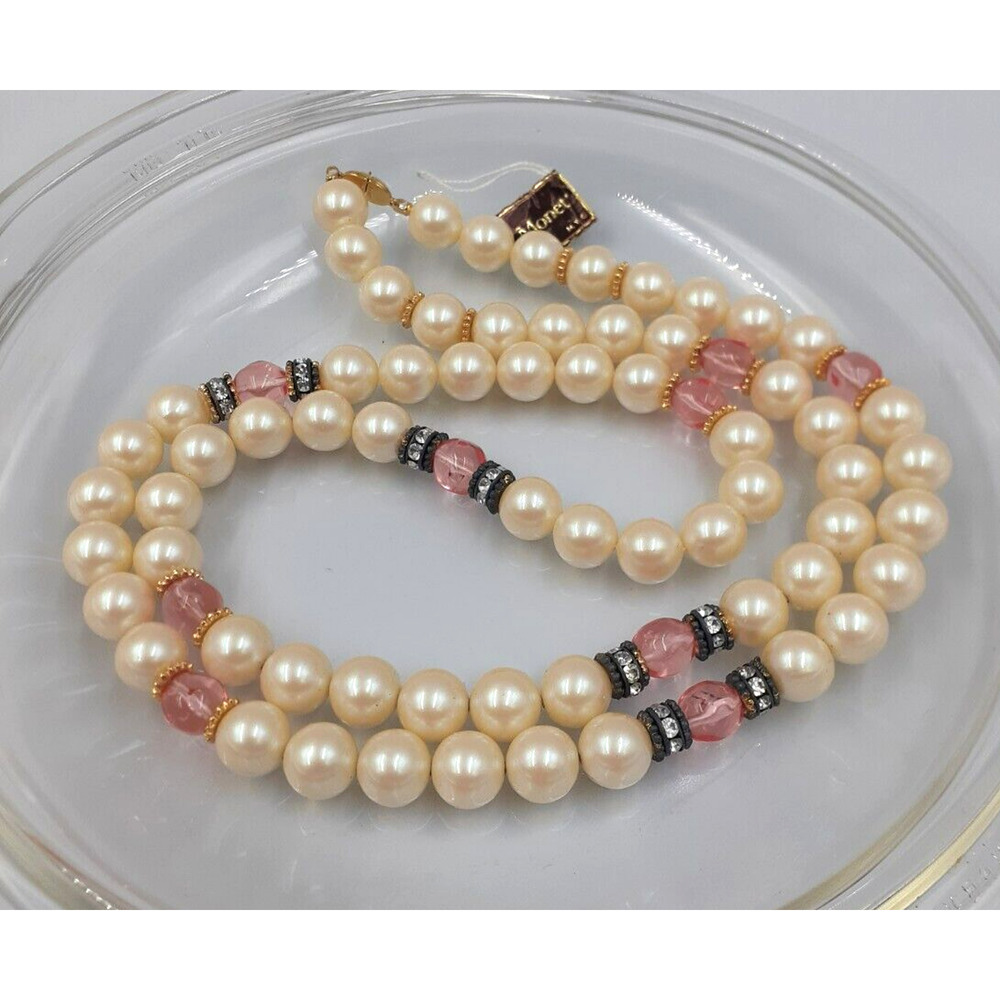 MONET Vintage Faux Large 12 mm Pearls 36 in Necklace Jewelry Signed NWT